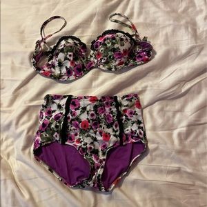 Seafolly floral high waisted swimsuit